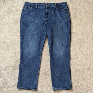 NYDJ Lift Tuck, Blue Stretch Denim High Rise Jeans; Size 16